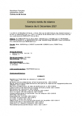 Compte-rendue du 06/12/2021