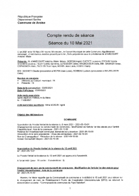 Compte-rendue du 10/05/2021