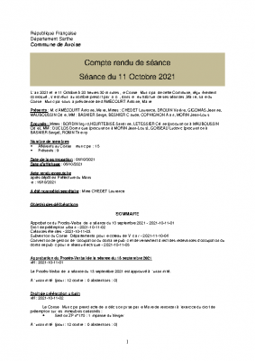 Compte-rendue du 11/10/2021