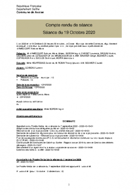 Compte-rendue du 19/10/2020