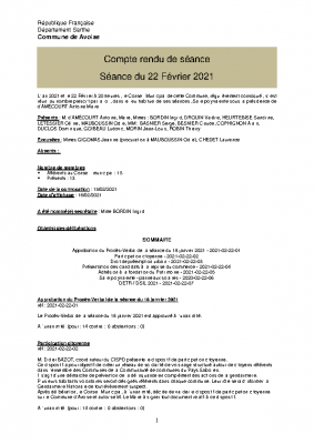 Compte-rendue du 22/02/2021