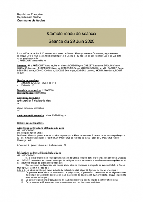 Compte-rendue du 29/06/2020