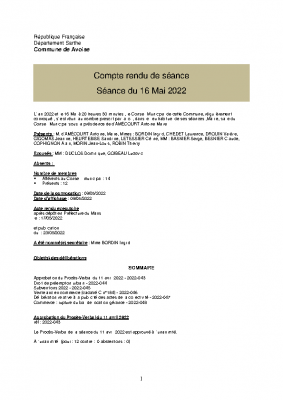 Compte-rendu du 16/05/2022