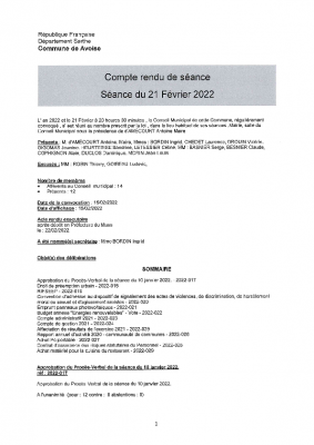 Compte-rendu du 21/02/2022