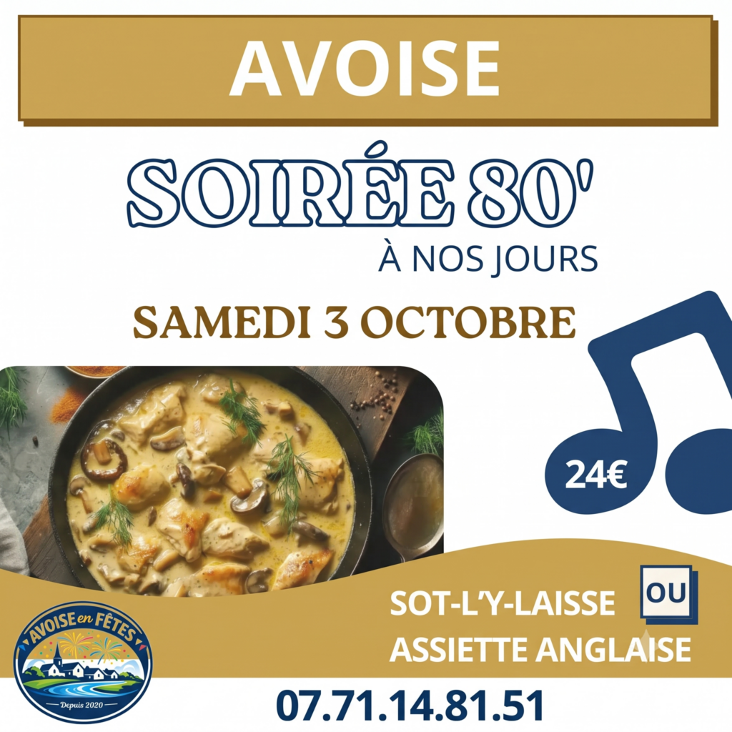[AVOISE EN FÊTES] 🎶 Soirée Années 80 à nos jours 🎶 - 3 octobre 2026