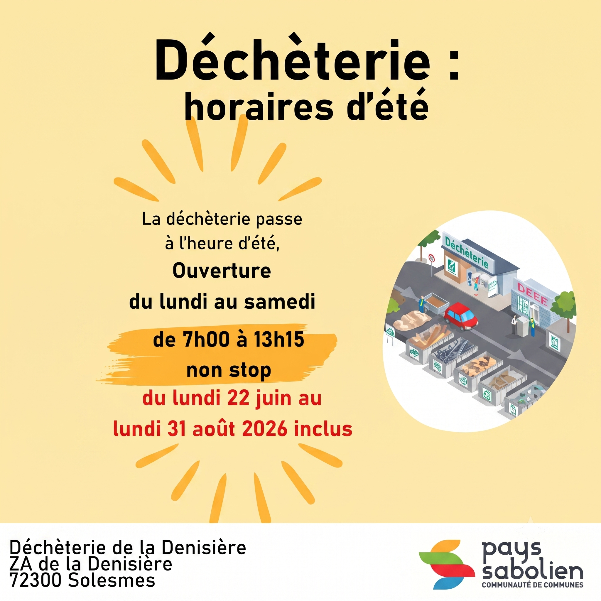 horaires été déchèterie carré